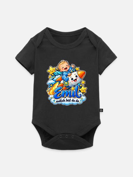 Emil Endlich Da Raketenbaby - Baby Premium Kurzarmbody - Schwarz