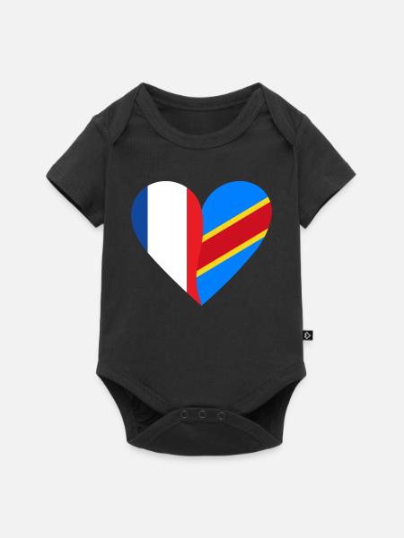 France RDC | Cadeau Franco-Congolais - Baby Premium Kurzarmbody - Schwarz