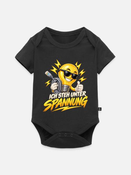 Unter Spannung Glühbirne Spruch - Baby Premium Kurzarmbody - Schwarz