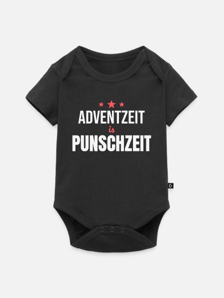 Adventzeit is Punschzeit – Lustiges Dialekt-Shirt - Baby Premium Kurzarmbody - Schwarz