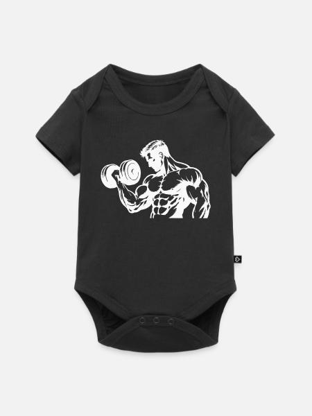 Kraftvolle Muskel-Silhouette beim Hanteltraining - Baby Premium Kurzarmbody - Schwarz