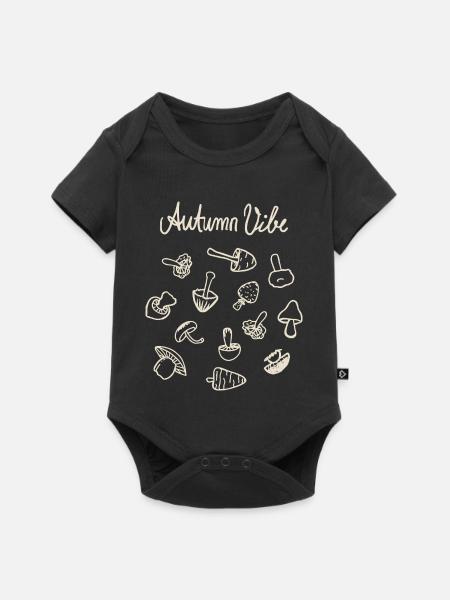 Herbstliche Pilzskizzen - Baby Premium Kurzarmbody - Schwarz