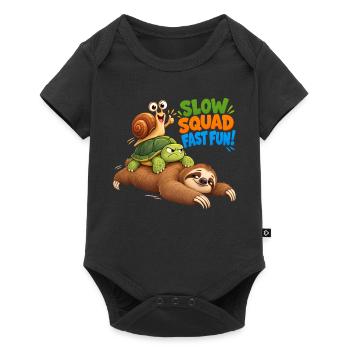 Slow Squad Fast Fun - Funny Slow Animals - Baby Premium Kurzarmbody - Schwarz - Vorne