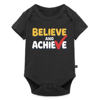 Believe And Achieve Motivation Gym Kraftsport - Baby Premium Kurzarmbody - Schwarz - Vorne