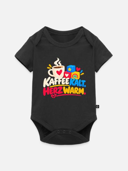Kaffee Herz Wärme – Bunte Blöcke - Baby Premium Kurzarmbody - Schwarz