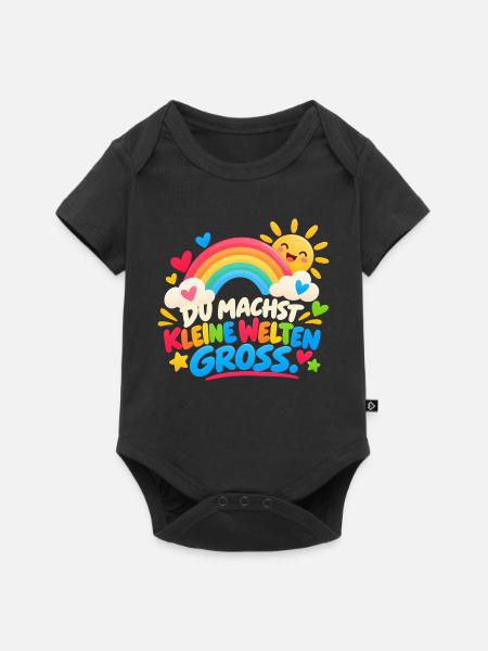 Du machst kleine Welten groß - Baby Premium Kurzarmbody - Schwarz