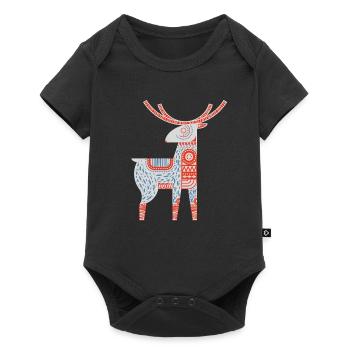 Rentier im nordischen Stil – Winter Weihnachten - Baby Premium Kurzarmbody - Schwarz - Vorne