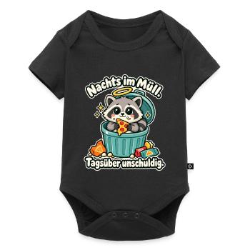 Waschbär Trash Panda Humor Nachtaktiv - Baby Premium Kurzarmbody - Schwarz - Vorne