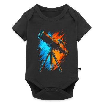 Teleskop Astronomie Herren Jungen Kinden Astronom - Baby Premium Kurzarmbody - Schwarz - Vorne