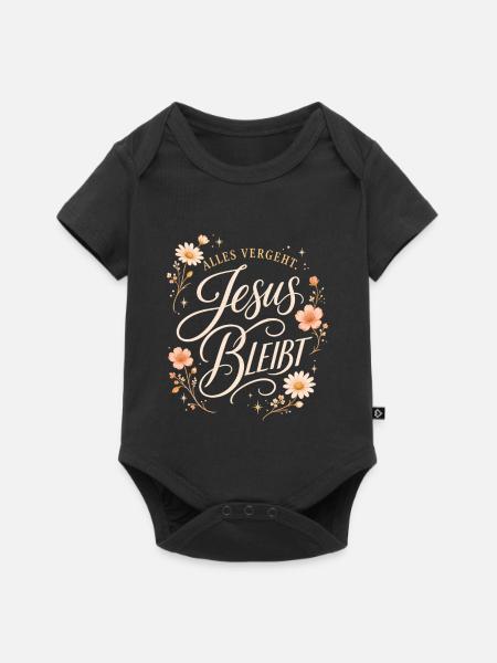 Jesus Bleibt Blütenring - Baby Premium Kurzarmbody - Schwarz
