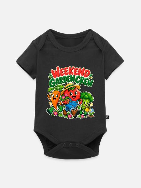 Wochenend-Gartenteam: Lustige Gemüse - Baby Premium Kurzarmbody - Schwarz