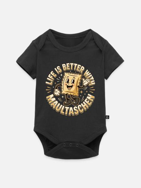 Maultaschen Retro Cartoon - Baby Premium Kurzarmbody - Schwarz