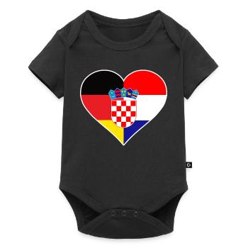 Germany Croatia Flag Heart | German Croatian Gift - Baby Premium Kurzarmbody - Schwarz - Vorne