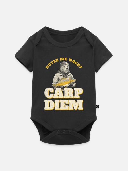 Karpfenangler lustig - Nutze die Nacht - Baby Premium Kurzarmbody - Schwarz