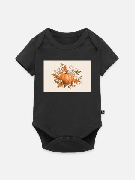 Herbstliches Kürbisdesign - Baby Premium Kurzarmbody - Schwarz