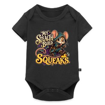 Schleichmaus mit Ente - Baby Premium Kurzarmbody - Schwarz - Vorne