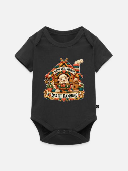 Wollhaus mit Schaf - Baby Premium Kurzarmbody - Schwarz