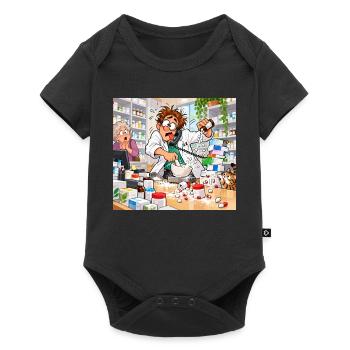 Apothekerchaos im Labor-Comic - Baby Premium Kurzarmbody - Schwarz - Vorne