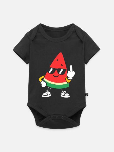 Watermelon Rebel mit Sonnenbrille - Baby Premium Kurzarmbody - Schwarz