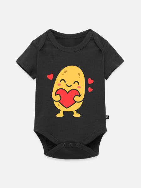 Kawaii Herzumarm-Kartoffel - Baby Premium Kurzarmbody - Schwarz