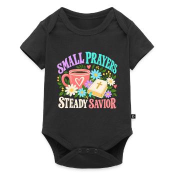 Kleine Gebete: Beständiger Retter Christian Jesus - Baby Premium Kurzarmbody - Schwarz - Vorne