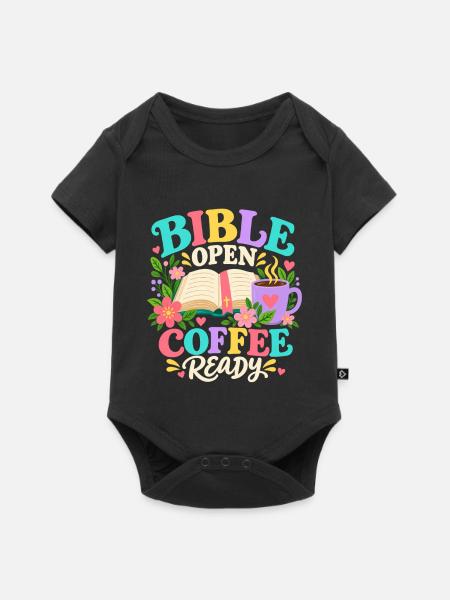 Bible Open Coffee Ready Christian - Baby Premium Kurzarmbody - Schwarz