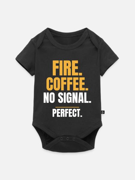 Feuerkaffee Kein Signal Perfektes Camping - Baby Premium Kurzarmbody - Schwarz