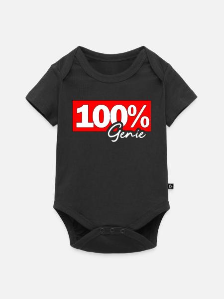 100% Genie – Kraftvoller Schriftzug - Baby Premium Kurzarmbody - Schwarz