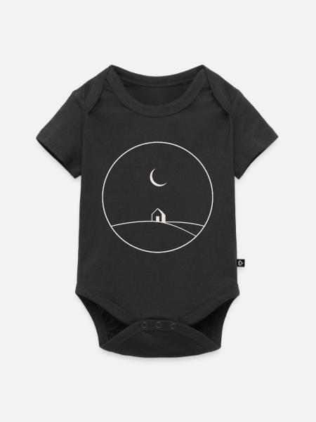 Mondschein-Haus auf Hügel - Baby Premium Kurzarmbody - Schwarz