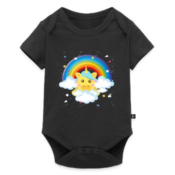 mignon poney licorne arc en ciel cadeau bébé enfant - Body à manches courtes Premium Bébé - noir - Devant