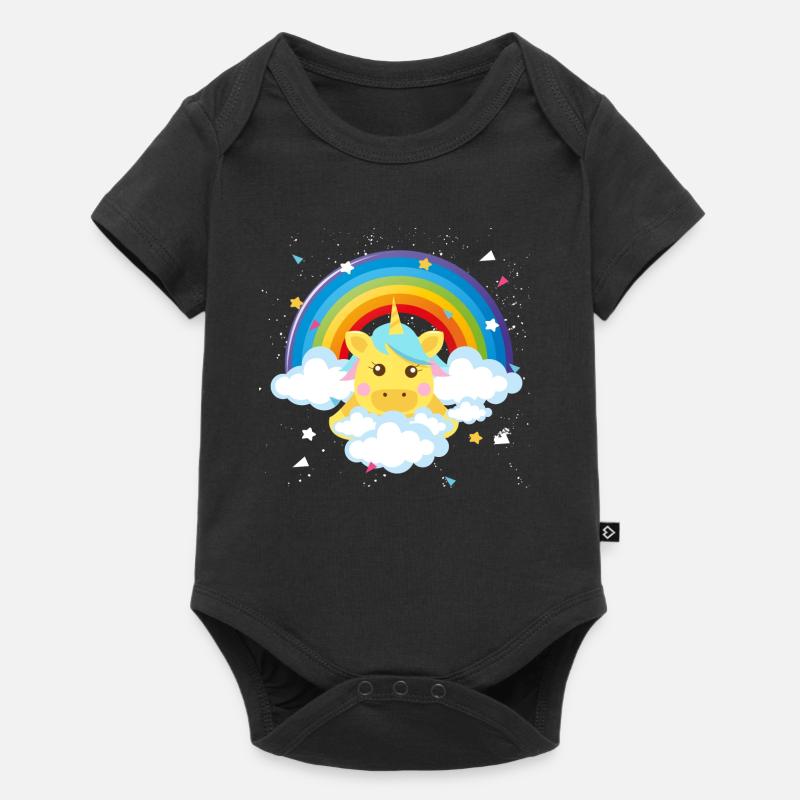 süßes Pony Einhorn Regenbogen Geschenk Baby Kind - Baby Premium Kurzarmbody - Schwarz