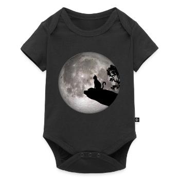 Full Moon Cat animal chat hurlante loup-garou - Body à manches courtes Premium Bébé - noir - Devant