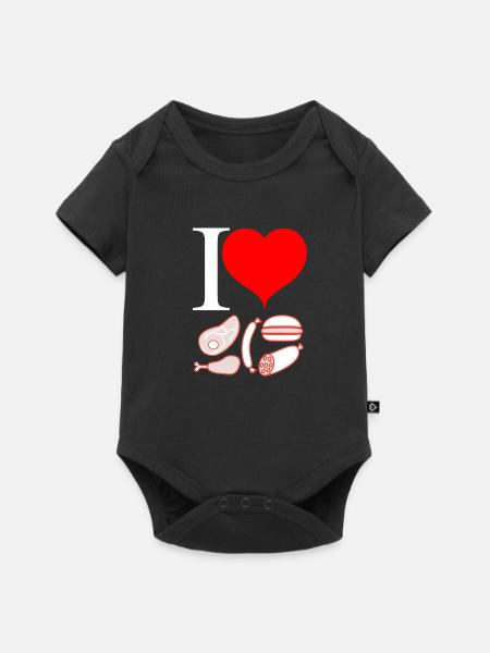 I love viande - Body à manches courtes Premium Bébé - noir