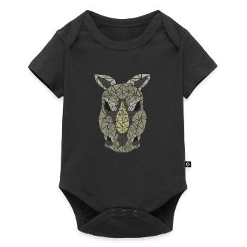 Nashorn Geometrisch Geschenk - Baby Premium Kurzarmbody - Schwarz - Vorne