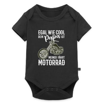 Motorrad Chopper cooler Papa Geschenkidee - Baby Premium Kurzarmbody - Schwarz - Vorne