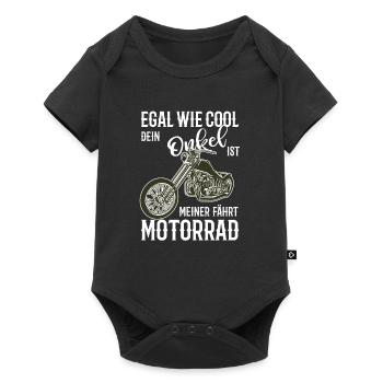 Motorrad Chopper cool Onkel Geschenkidee NEU - Baby Premium Kurzarmbody - Schwarz - Vorne