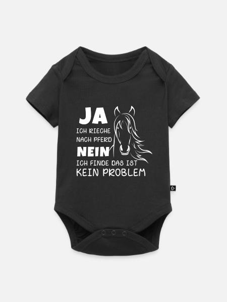 Rieche nach Pferd - Baby Premium Kurzarmbody - Schwarz