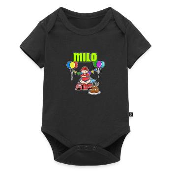 Feuerwehr Milo Geschenk - Baby Premium Kurzarmbody - Schwarz - Vorne