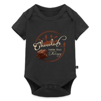 Funny "Chocolate - better than therapy!" t-shirt - Baby Premium short-sleeve bodysuit - black - Front