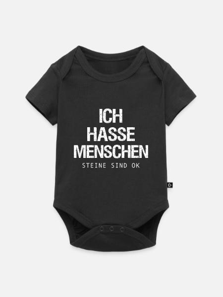 Ich hasse Menschen Steine sind ok T-Shirt - Baby Premium Kurzarmbody - Schwarz