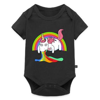 Puking unicorn rainbow - Baby Premium short-sleeve bodysuit - black - Front