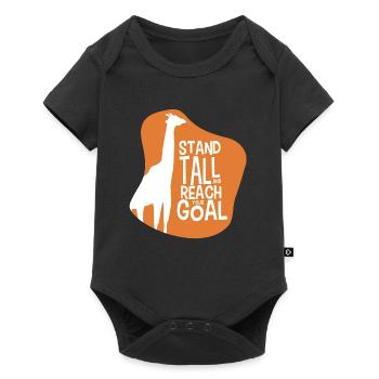 Stand Tall and reach your Goal Giraffe Motivation - Baby Premium Kurzarmbody - Schwarz - Vorne
