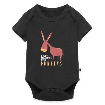 I just freaking love donkeys Lustiges Geschenk - Baby Premium Kurzarmbody - Schwarz - Vorne