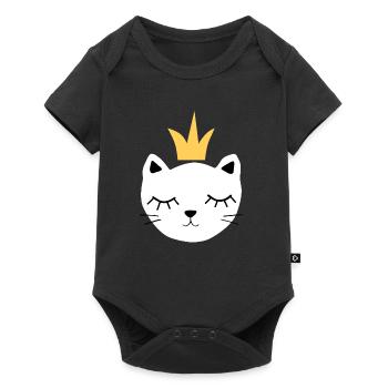 chat blanc avec couronne - Body à manches courtes Premium Bébé - noir - Devant