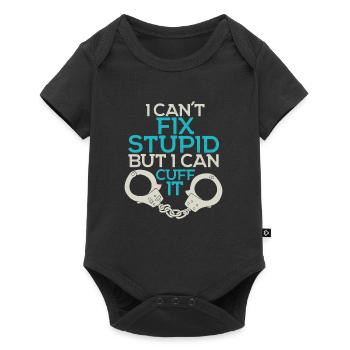 Stupidity Stop - Police - Handcuffs - Baby Premium short-sleeve bodysuit - black - Front