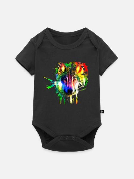 Wolf Splash Moderne - Body à manches courtes Premium Bébé - noir