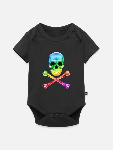 Schädel und Knochen Bunt - Baby Premium Kurzarmbody - Schwarz