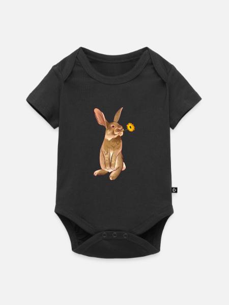 Schneehase Wildtier - Baby Premium Kurzarmbody - Schwarz