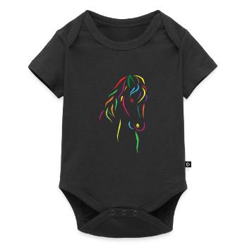 Tête de cheval colorée - Body à manches courtes Premium Bébé - noir - Devant