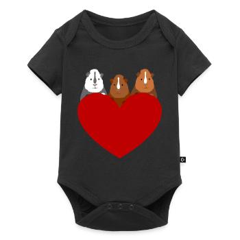 Heart with 3 cute guinea pigs - gift - Baby Premium short-sleeve bodysuit - black - Front